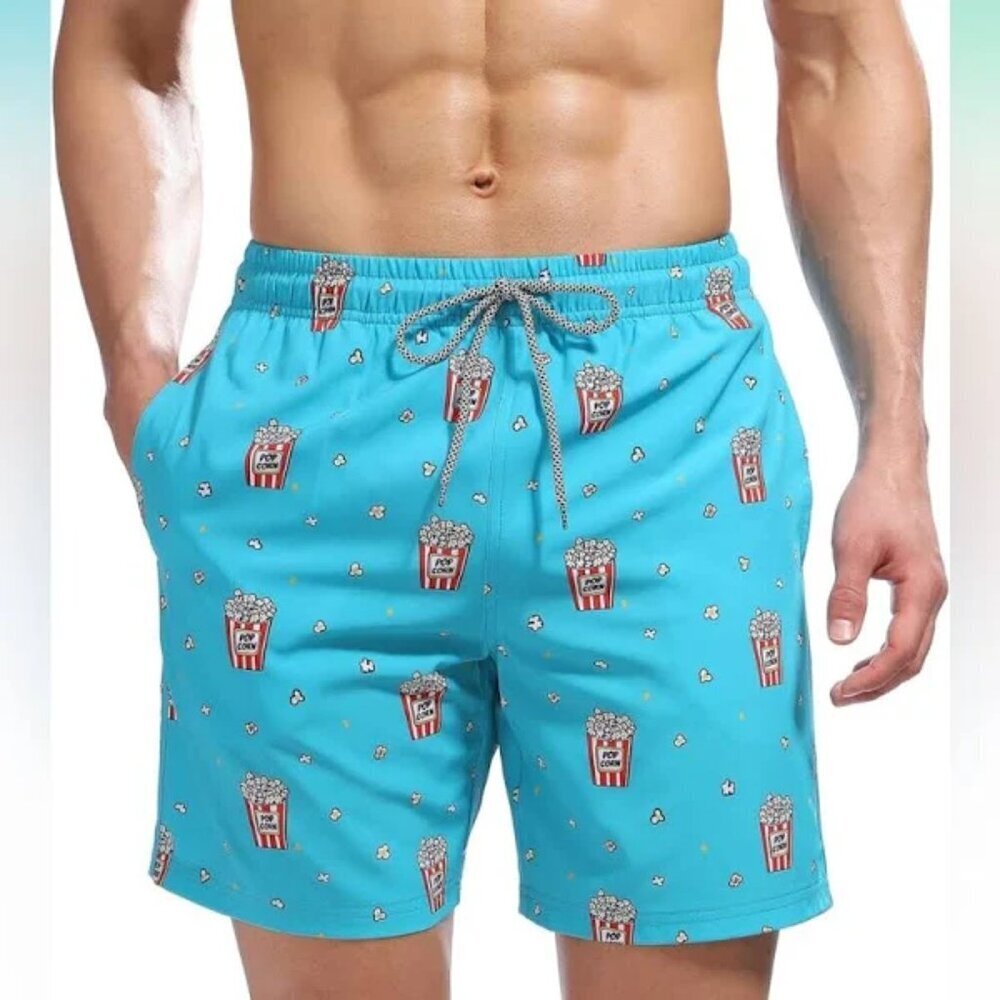 BIWISY TURQUOISE POPCORN QUICK DRY SWIM TRUNKS BEACH SHORTS SIZE 2XL NWT